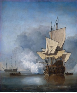 Het Kanonschot Willem van de Velde II 1707 Kriegsschiff Seeschlacht Ölgemälde